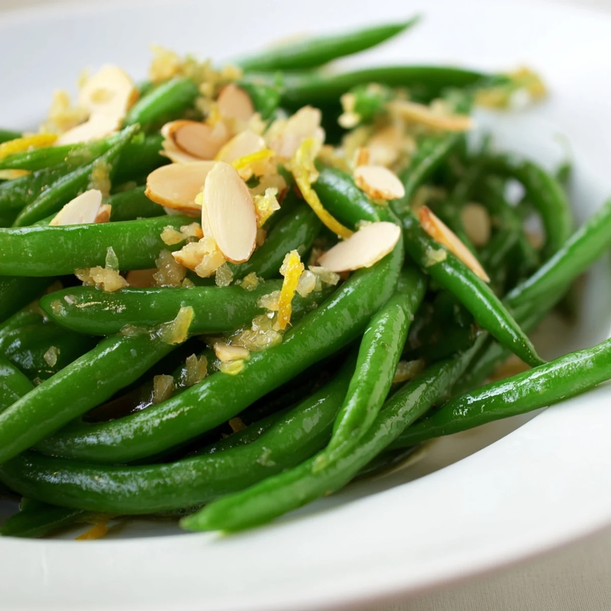 Golden almonds add nutty crunch to these Green Beans with Toasted Almonds and Lemon, perfect for weeknight dinners.