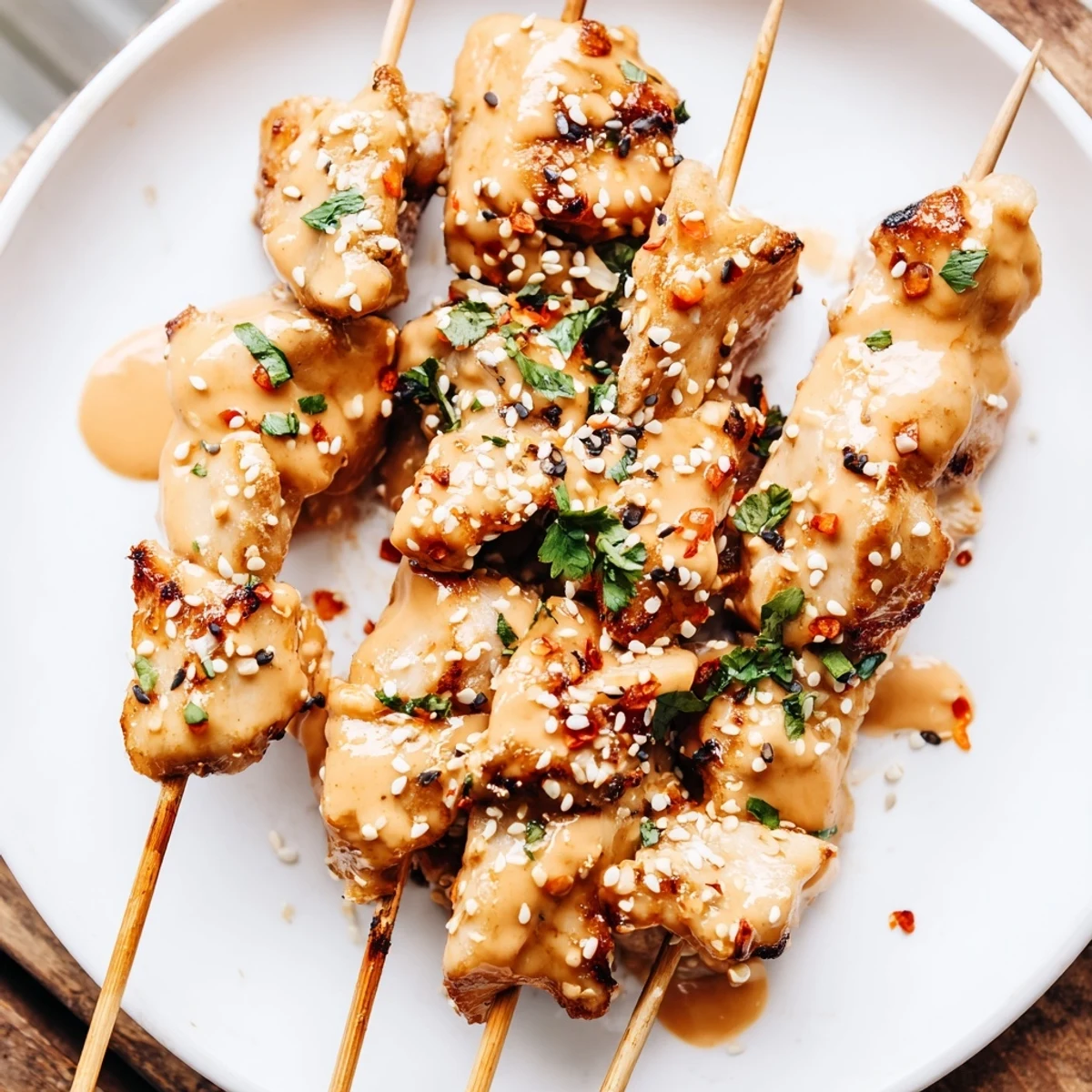 Garnished with cilantro, scallions, and sesame seeds, served alongside lime wedges for a bright finish.