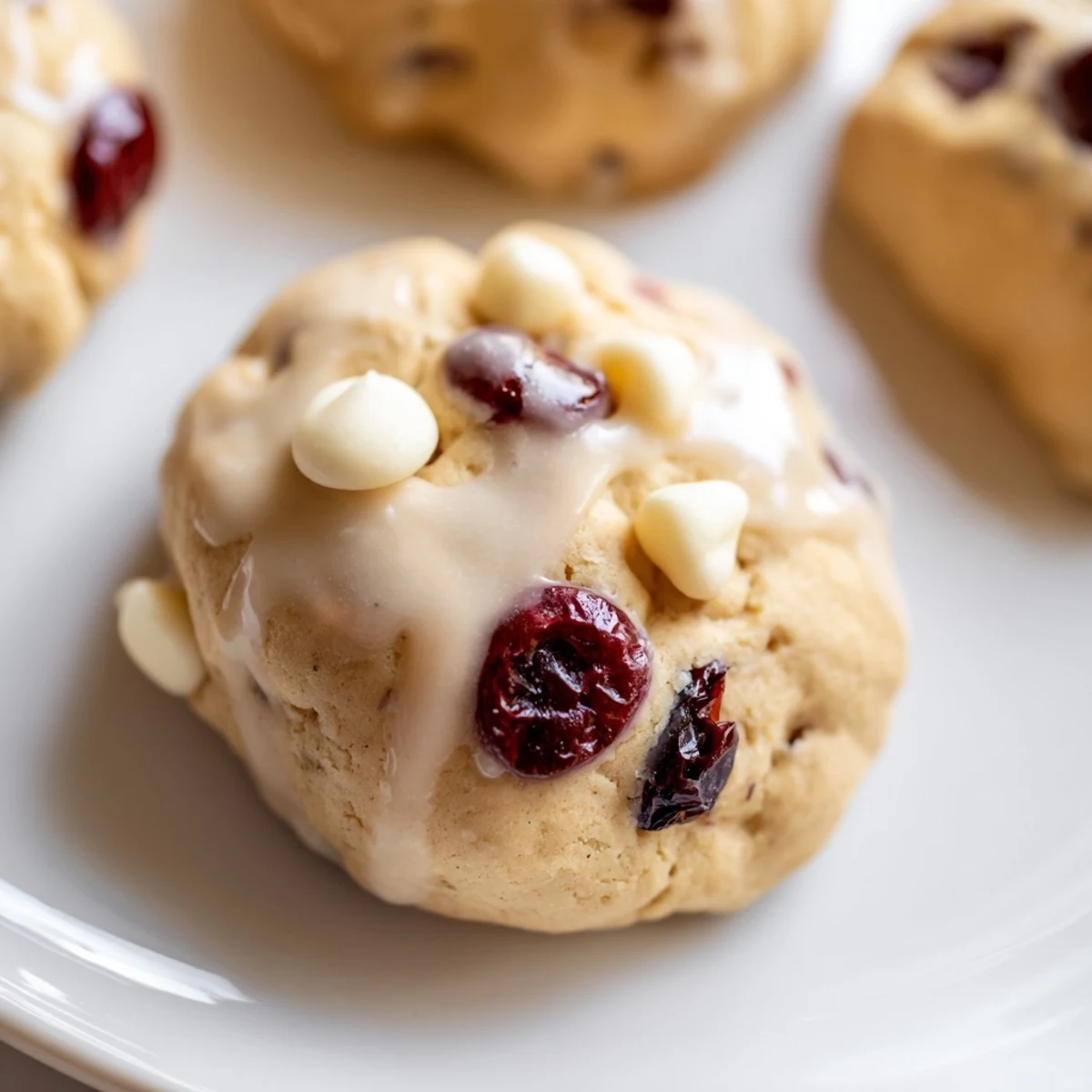 Freshly baked Irresistible Maraschino Cherry Cookies on a wire rack with a glistening almond glaze.  