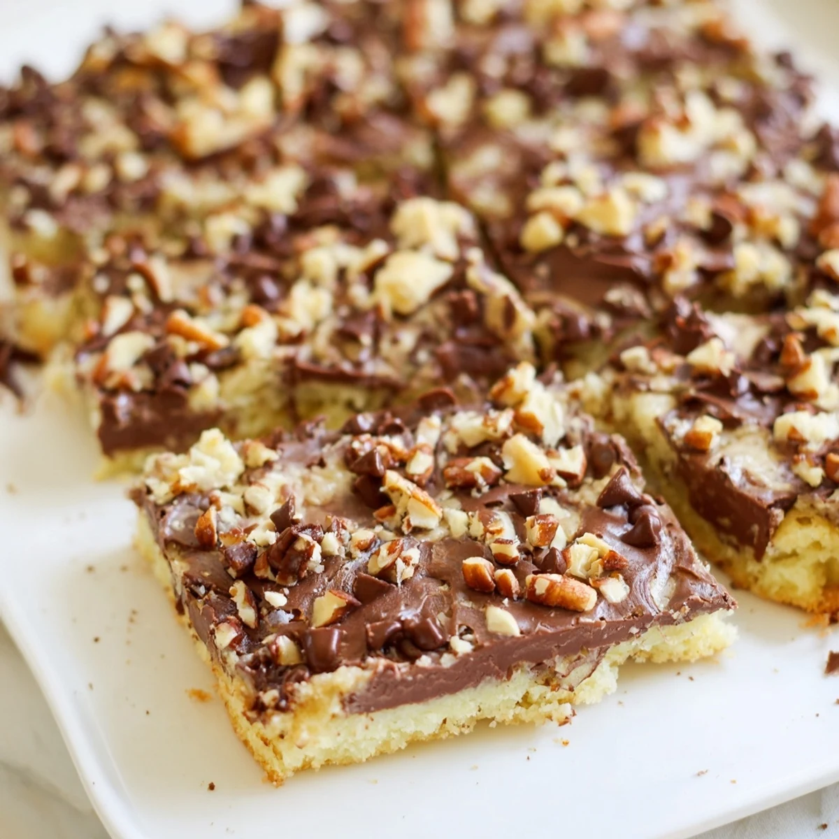 Warm golden Cake Mix Toffee Bars cool on a wire rack, showcasing gooey melted chocolate and crunchy toffee bits.