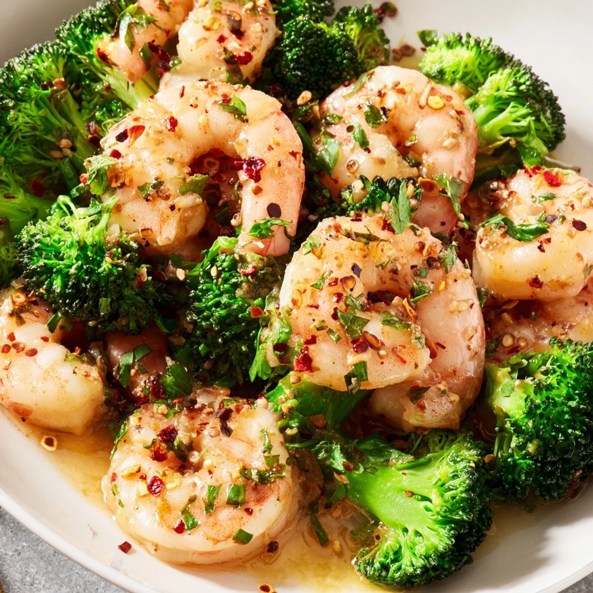 Fresh broccoli florets and juicy Honey Garlic Butter Shrimp & Broccoli served over fluffy white rice.
