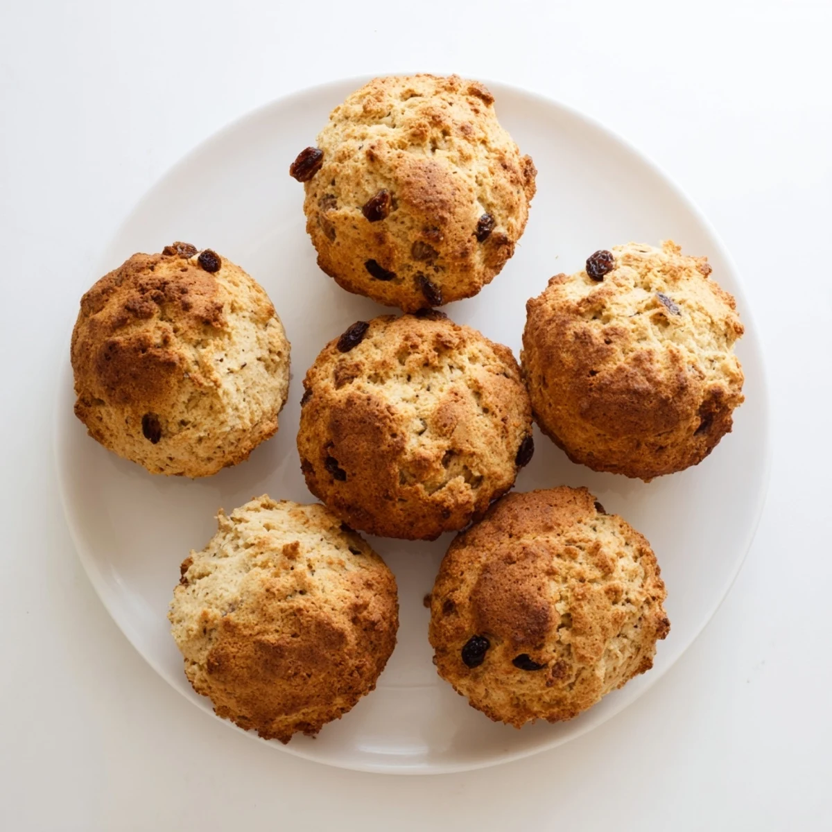 Irish Soda Bread Muffins emerge from the oven with tender crumbly centers and speckled raisins.