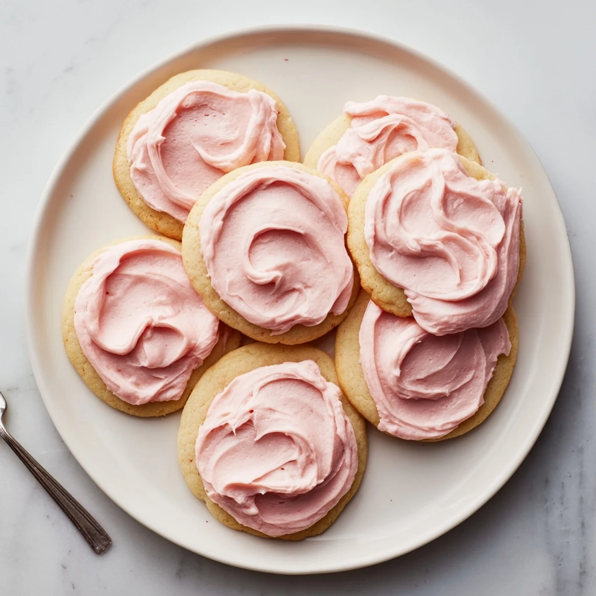 Freshly baked Crumbl Sugar Cookies with thick, soft centers and a vibrant pink almond frosting.