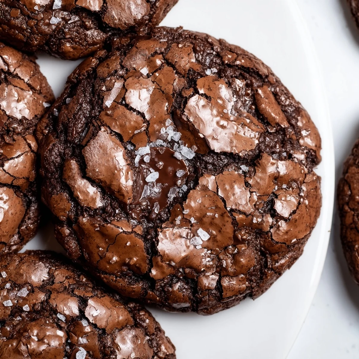 Gourmet Brownie Cookies stacked on a plate, ready to be served with a glass of cold milk.