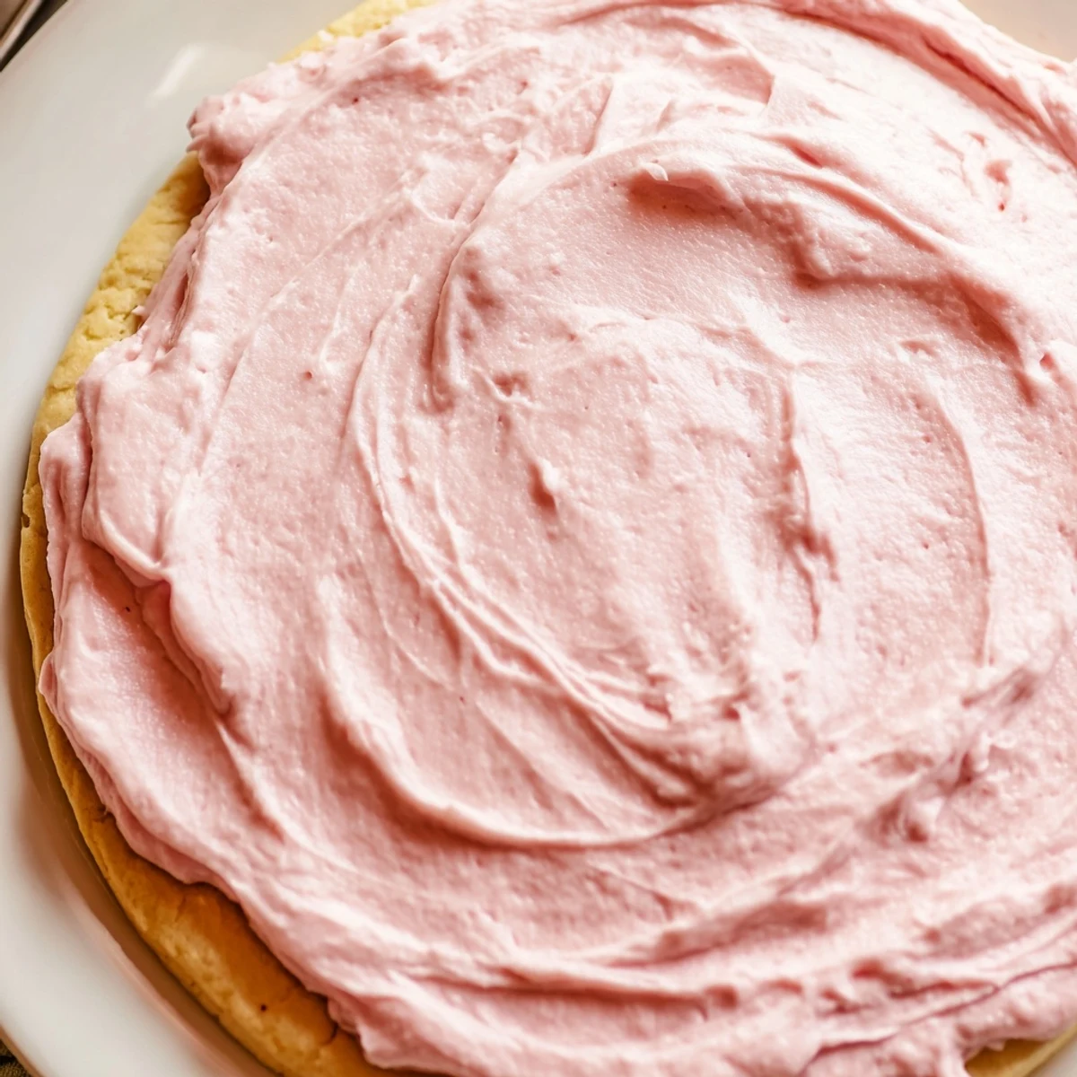 Pink frosted Giant Chilled Crumbl Sugar Cookies sit on a plate, showcasing a soft, oversized, bakery-style appearance.