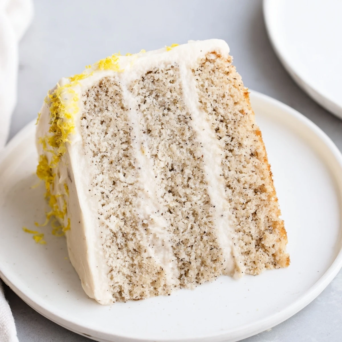 Moist London Fog cake with bergamot tea sponge and smooth vanilla bean buttercream