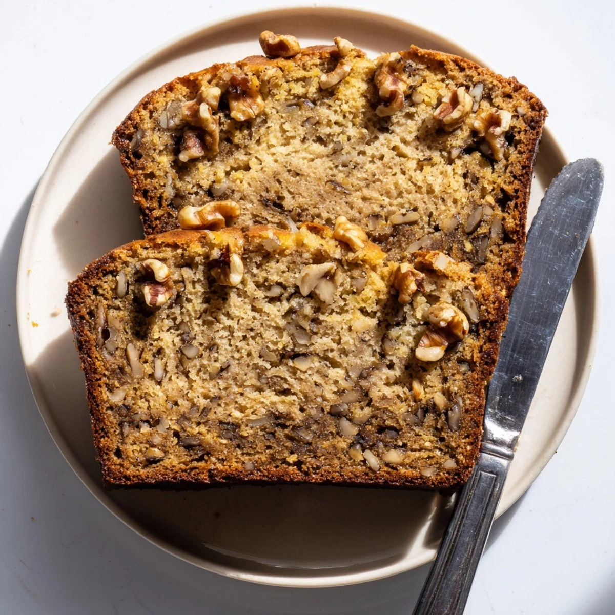 Freshly baked ultimate banana nut bread cooling on wire rack with golden crust and walnut topping