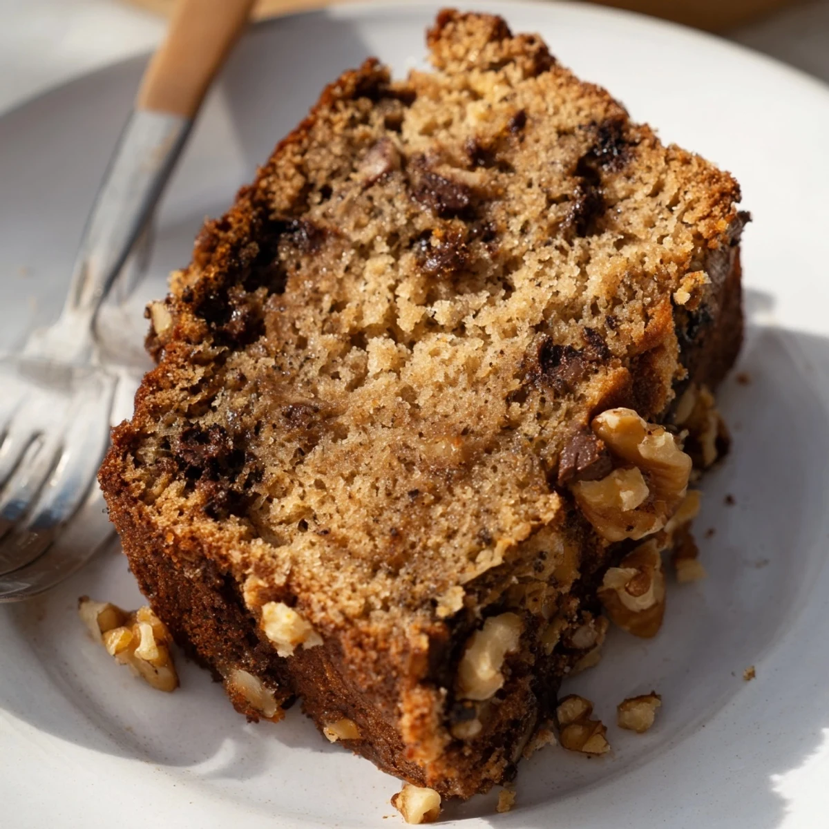 Homemade best ever banana bread with specks of cinnamon, ready for breakfast or dessert