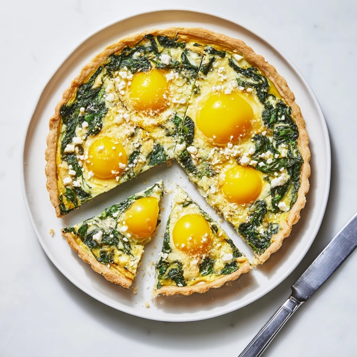 Traditional Italian Easter Tart featuring tender crust baked with ricotta spinach and cracked eggs