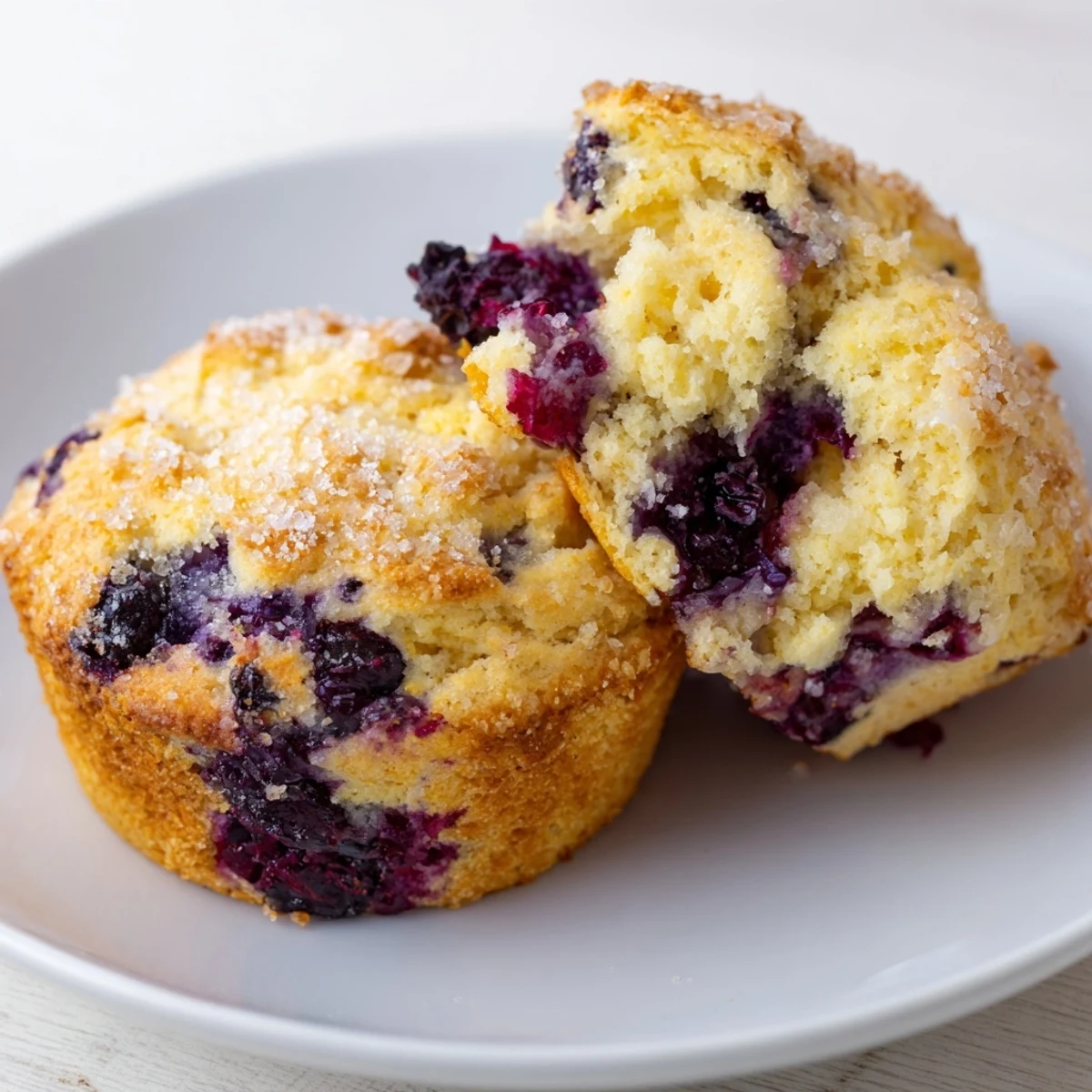 Golden blueberry biscuits fresh from the oven with sugar-crusted tops and tender buttery layers