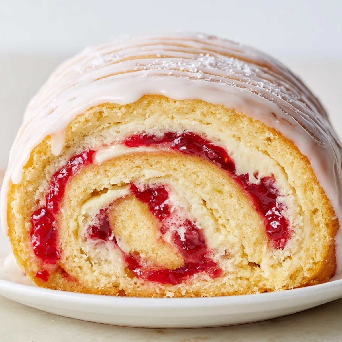 Soft Strawberry Shortcake Cheesecake Rolls swirled with creamy filling and bright red strawberries