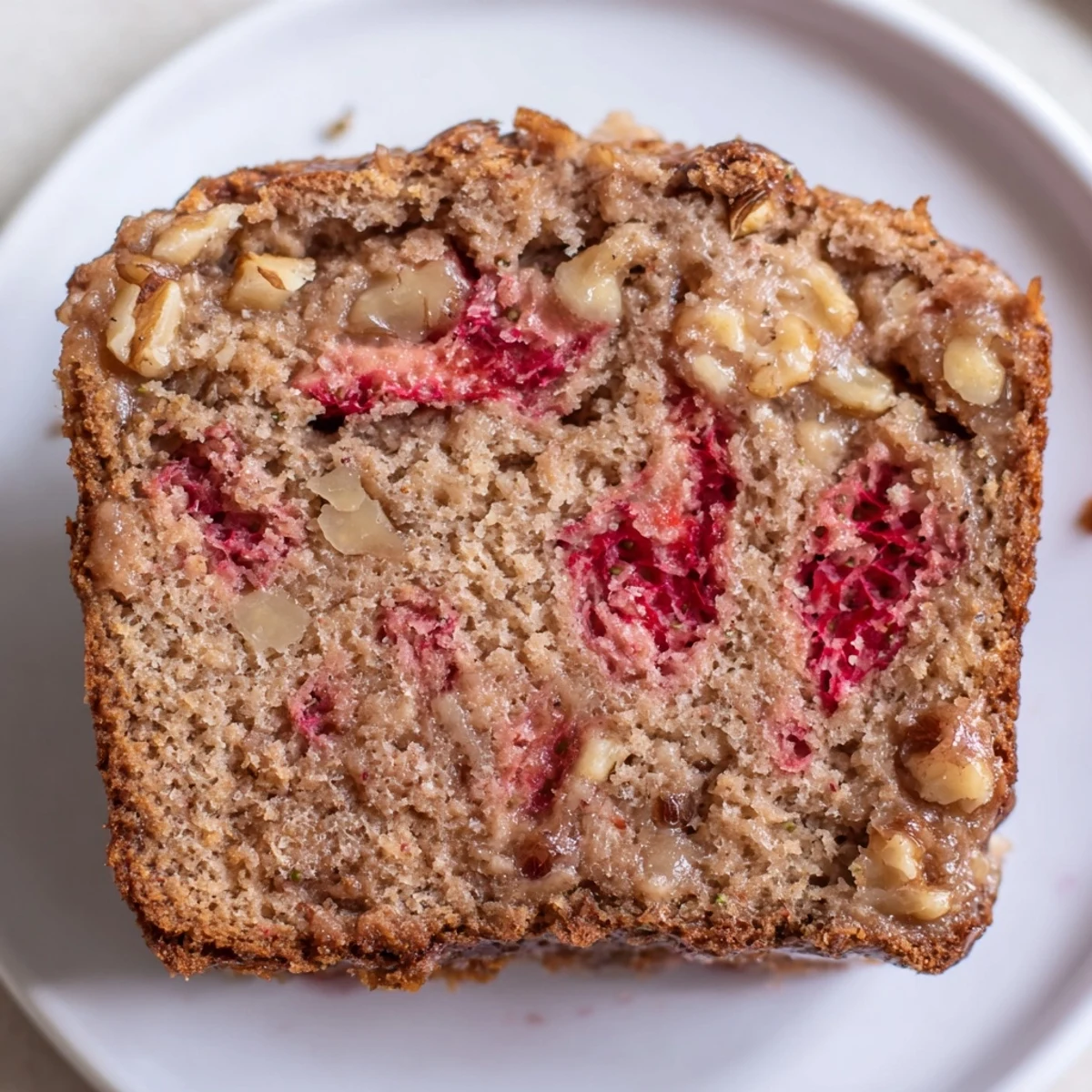 Moist Strawberry Banana Bread Recipe studded with diced strawberries and crunchy walnuts