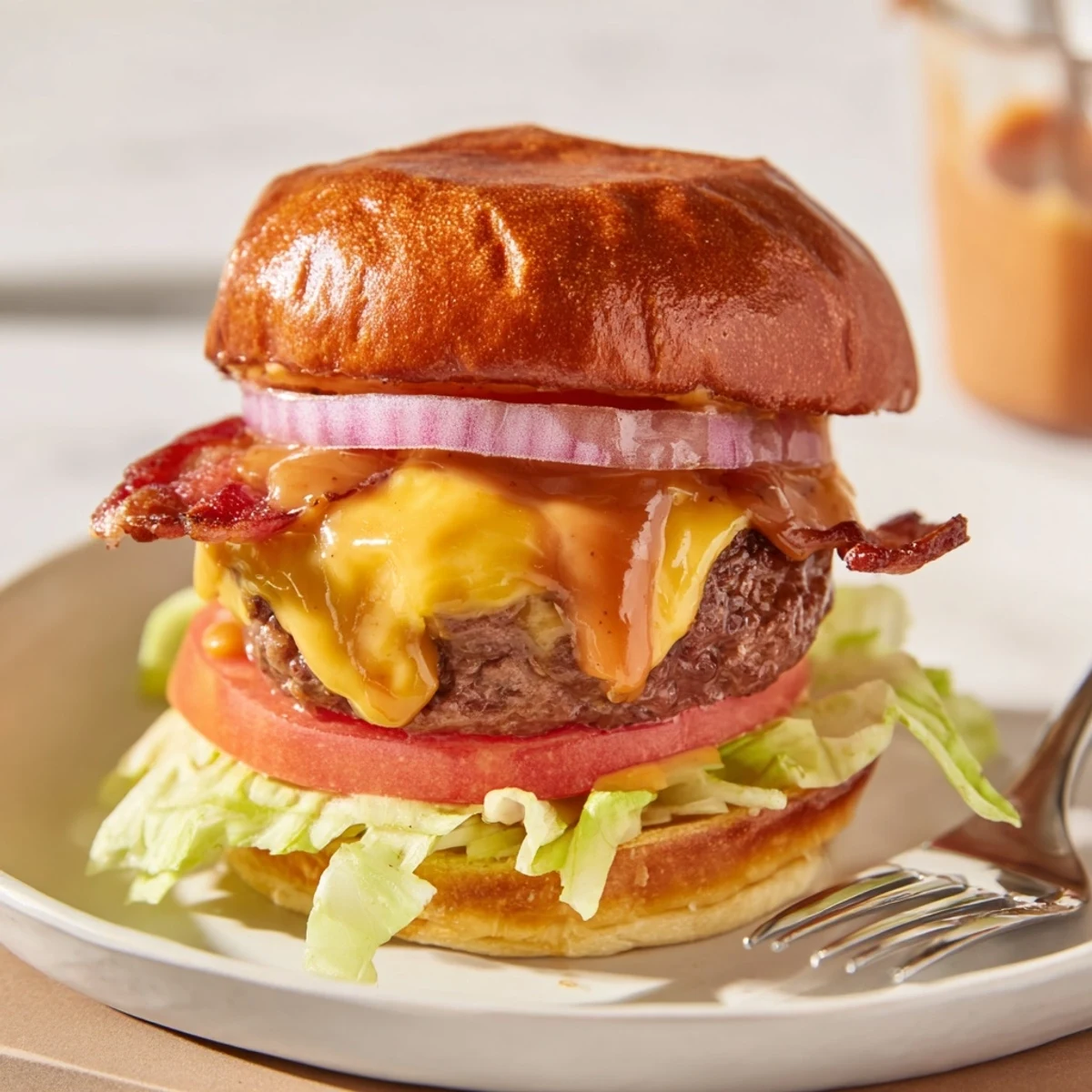 Irresistible Crack Burgers with melty cheddar, crispy bacon, glossy toasted brioche bun