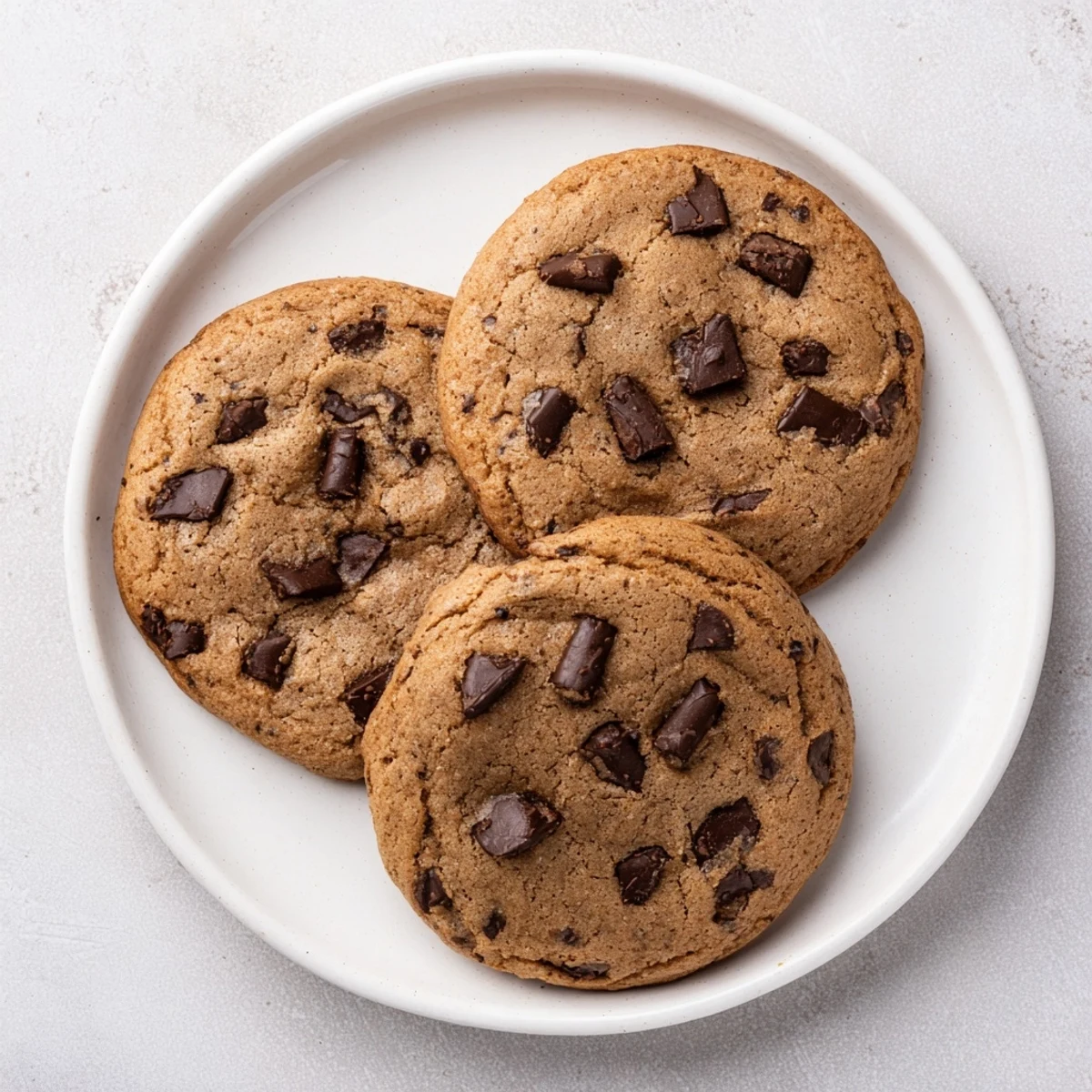 Golden chewy chocolate chip cookies fresh from the oven with melted chocolate pools