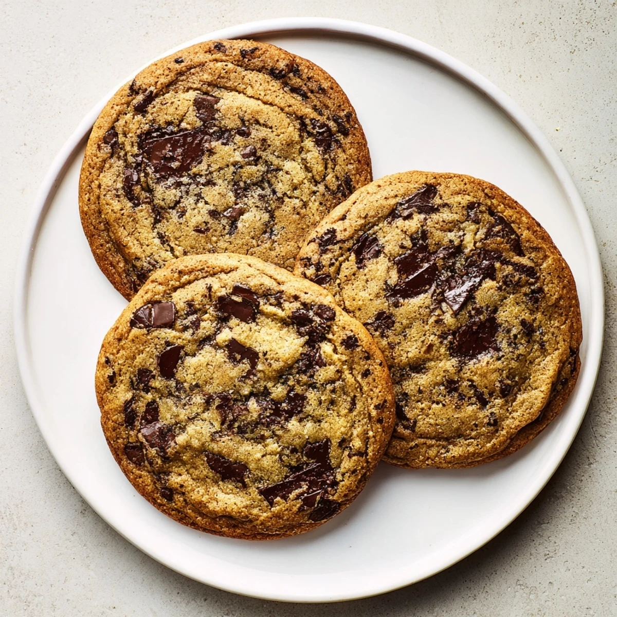 Homemade chocolate chip cookies featuring crisp edges and gooey semisweet chocolate chip centers