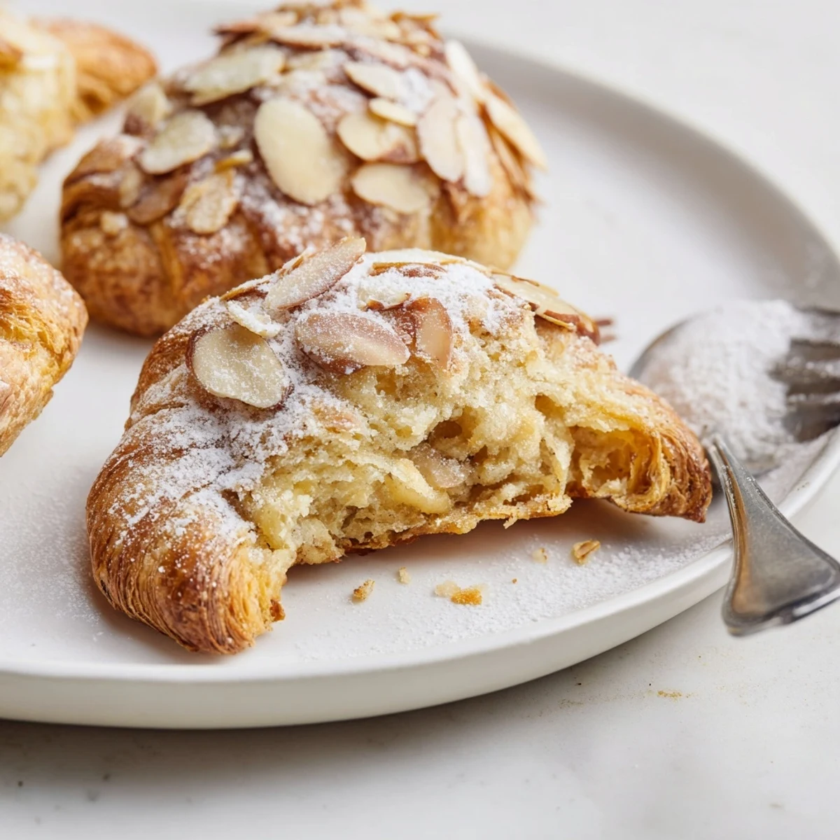 Hand-shaped Almond Croissant Cookies on parchment, cooling on a wire rack