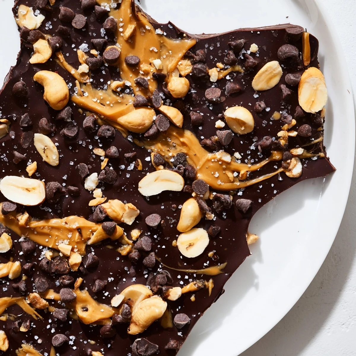 Glossy chocolate-covered banana slices studded with mini chips and finished with flaky salt