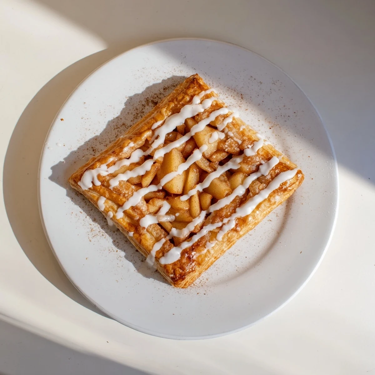 Golden brown apple cheese danishes topped with sweet spiced fruit and creamy filling