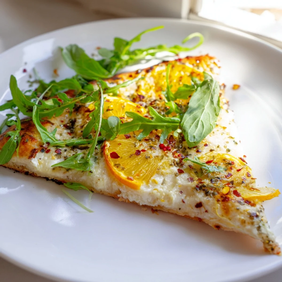 Savory slices of lemon melting on bubbling mozzarella for this summer pizza.