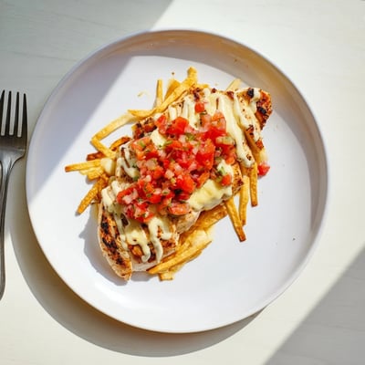 Grilled Fiesta Lime Chicken topped with Mexi-ranch sauce and crunchy tortilla strips.
