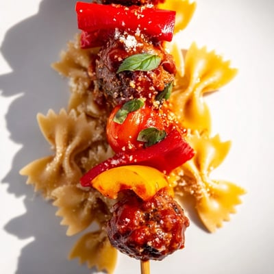 Bowtie Pasta Meatball Skewers