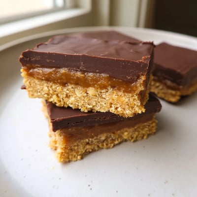 Silky date caramel oozes between a nutty crust in these Healthy Twix Bars